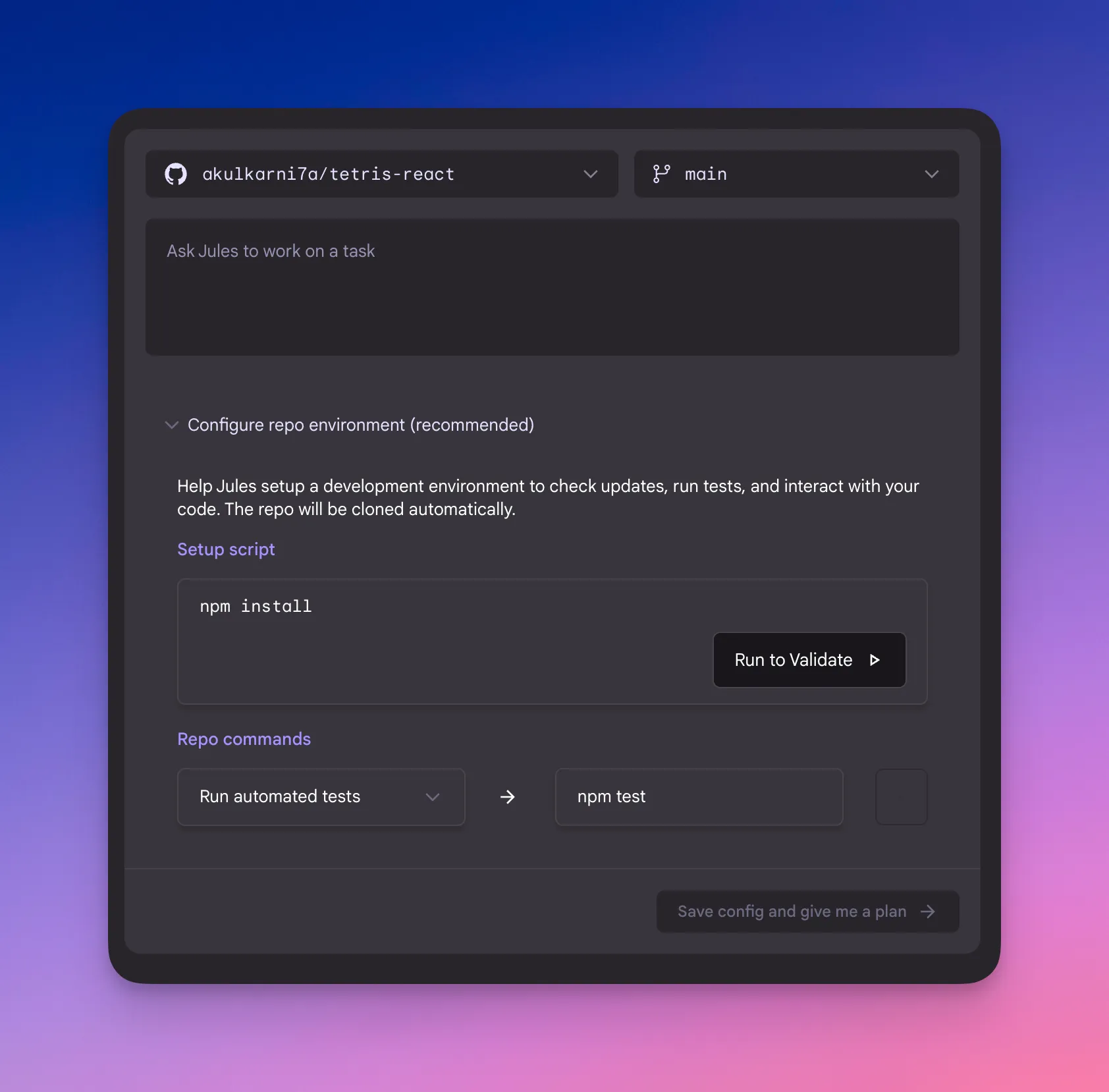 Screenshot of prompt
